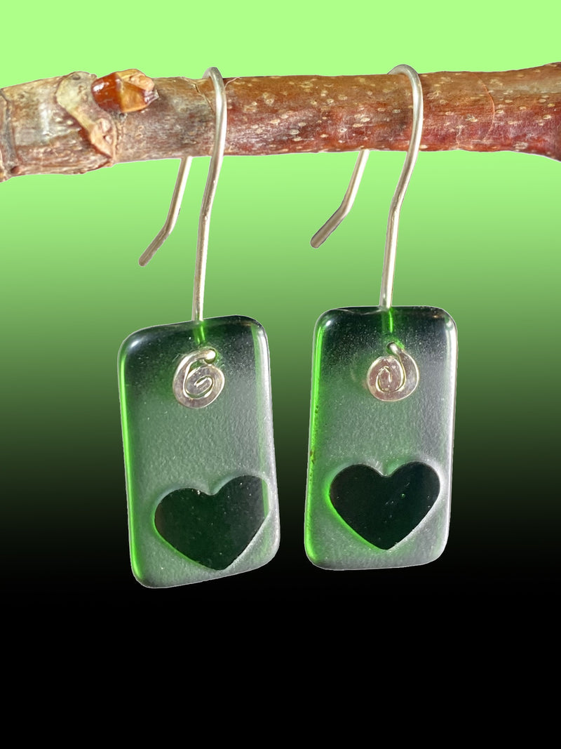 Heart Signature Earrings in Bright Green