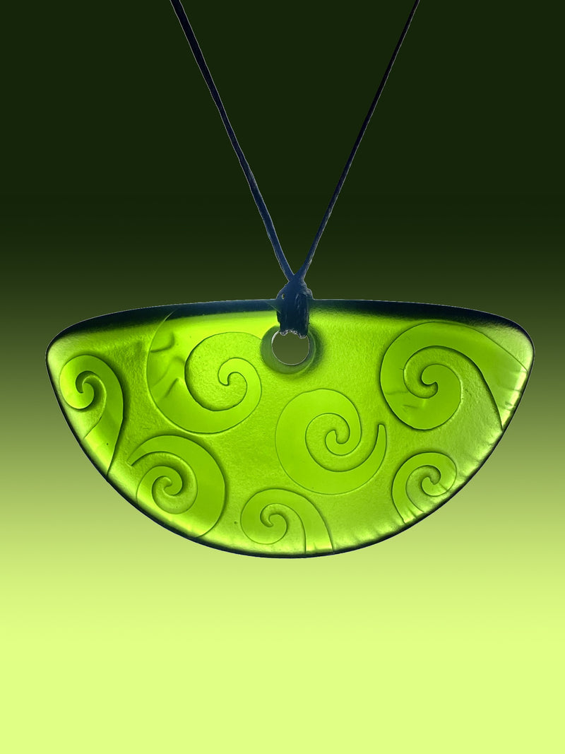 Half Round Koru Pendant in Bright Green